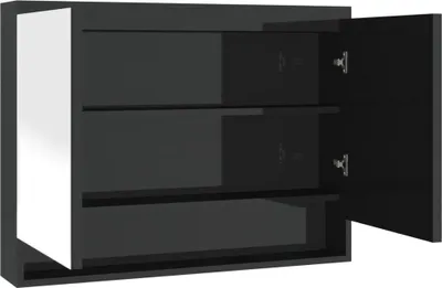 Produktbild von vidaXL Spiegelschrank fürs Bad 80x15x60 cm Glänzend Schwarz