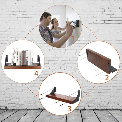Produktbild von Plankbeugels - Schwarze Metallstützen für Wandregale Set von 4 20cm - ChasBete