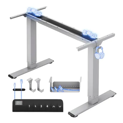 Produktbild von FlexiSpot E1 Pro Höhenverstellbarer Schreibtisch, Dualmotor 120 kg Tragkraft 4 Memory-Steuerung, Anti-Kollisionsschutz, Tischgestell Elektrisch (Grau)