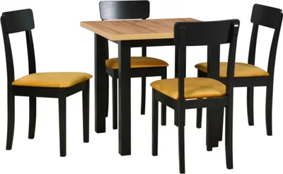 Produktbild von Esstischgarnitur, Esszimmerstühle aus Buchenholz, Esstischen und Stühlen, moderne Esszimmer- und Küchenstühle, Stuhl HUGO 1+ Tisch MAX 8