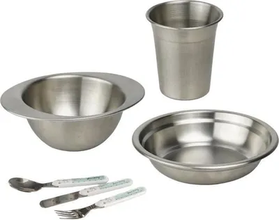 Obrázek produktu pro THERMOBABY Nerezová sada pro děti, pohárek, miska, talíř, příbor, bez BPA