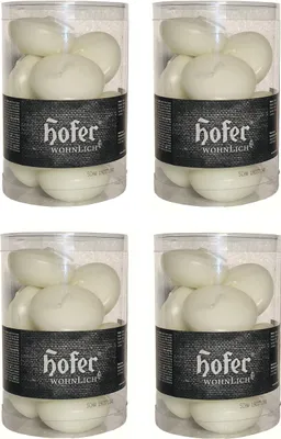 Productafbeelding van Hofer drijvende kaarsen - Kleur: Ivoor - Brandduur: 4 uur - Set van 40 stuks (4 x 10) - Geurvrije kaarsen, hoogte 2,8 cm. Geurvrij