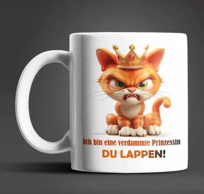 Produktbild von Katze Prinzessin witzige lustige Keramik Kaffeetasse Teetasse Tasse Geschenke