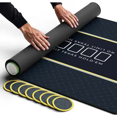 Produktbild von Pokermatte Pokertischauflage Pokertischdecke - 178 x 89 cm - Für 10 Spieler - Mit Tragetasche und Untersetzern