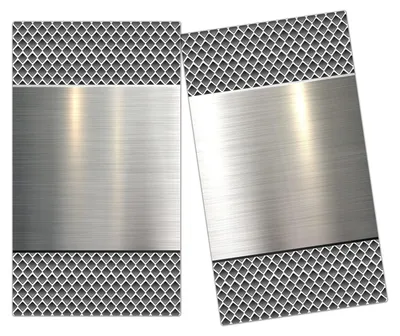 Produktbild von Spritzschutz Herdabdeckplatte Schneidebrett aus Glas Poliertes Metall 2-Teilig (60x52cm)
