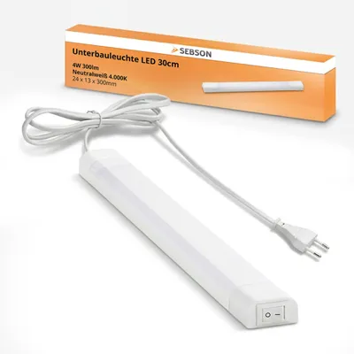 LED Lichtleiste neutralweiß 30cm, LED Leiste 4W 300lm LED Unterbauleuchte SEBSON