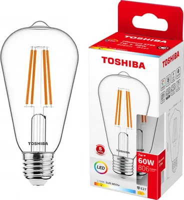 Produktbild von Toshiba LED Filament Vintage Lampe E27 ST64 7W 2700K 806Lm wie 60W