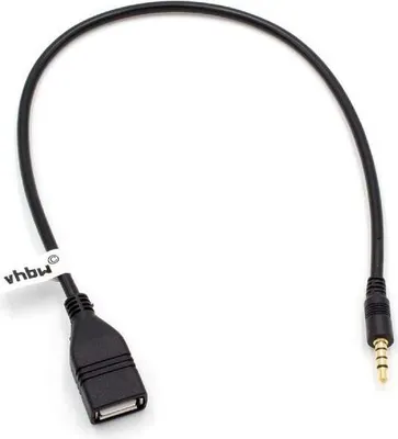 Produktbild von vhbw Adapter OTG kompatibel mit Alpine Mobilgerät - Kabeladapter USB Buchse auf AUX Stecker Schwarz