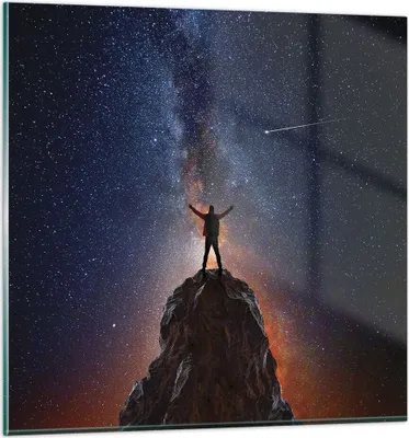 Produktbild von Bilder auf glas - Einteilig - Kosmos Maßstab Mensch - 60x60cm - Glasbilder - Wandbilder - Bilder - zum Aufhängen bereit - Wanddekoration aus Glas - Glas Bilder - Wandbild auf Glas - GAC60x60-4786