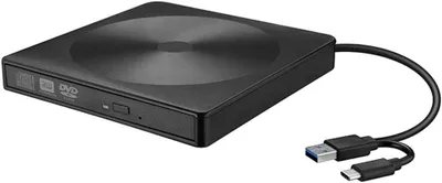 Obrázek produktu pro Externí vypalovačka CD/DVD USB 3.0 +/-RW, typ C, rychlé čtení, kompatibilní s notebooky a stolními počítači, černá