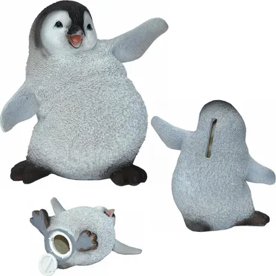 Produktbild von Spardose Kleiner Pinguin aus Kunststein handbemalt UV-beständig 13x12x9 cm