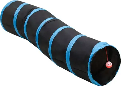 Obrázok produktu pre Tunel pre mačky v tvare S čierno-modrý 122 cm Polyester
