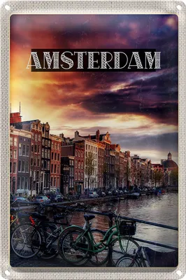 Produktbild von Blechschild Reise 18x12cm Amsterdam Sonnenuntergang