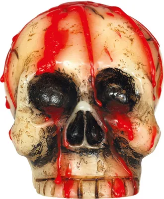 Produktbild von Blutige Totenkopf Kerze als Halloween Deko 10cm