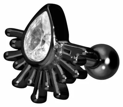 Produktbild von Ohrpiercing Chirurgenstahl Ohrpiercing KRISTALLTROPFEN + SONNENSTRAHLEN