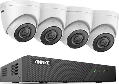 Zdjęcie produktu dla System kamer monitorujących, 8-kanałowa łączność, możliwość widzenia w nocy, 4-kanałowa kamera wieżyczkowa, brak