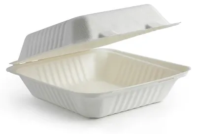 Zdjęcie produktu dla Pojemnik z trzciny cukrowej z pokrywką 1-dzielny 230x230, 4x50szt