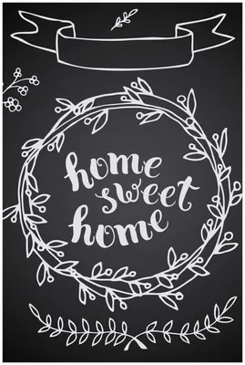 Produktbild von Wallario Premium Glasbild, freischwebende Optik, kräftige Farben, Größe 90 x 60 cm Motiv Home sweet Home  Weiß auf Schwarz