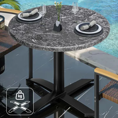 Produktbild von WTG | Bistro Außen Tisch | Ø:H 60 x 75,5 cm | Felsen / Schwarz | Rund | Zusatzgewicht | Bistro Tisch Gastro Tisch