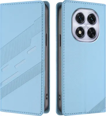 Produktbild von Hülle für Xiaomi Redmi Note 14 Pro 4G, Kunstleder Brieftaschen Handyhülle mit Kartenfach und Standfunktion Hellblau