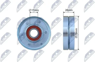 Produktbild von NTY RNK-RE-035 Spannrolle Keilrippenriemen 76mm für VOLVO V70 I (875, 876) für RENAULT LAGUNA I (B56, 556)
