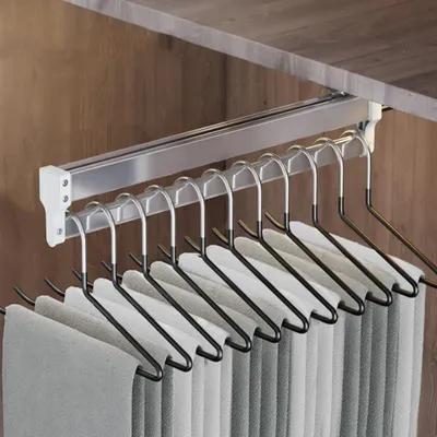 Productafbeelding van Uitschuifbare kledingstang met 2 glijdende tracks - Trek kast staaf verstelbare 30-80cm kledingkast rail - 800mm