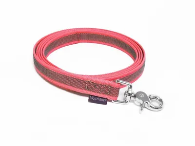 Produktbild von Mystique® Gummierte Leine 20mm ohne Handschlaufe Scherenkarabinerhaken neon pink 3m