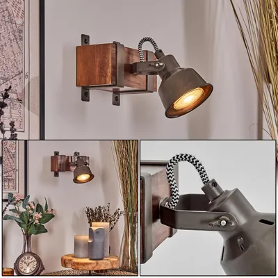 Produktbild von Villanuova Wandlampe aus Holz/Metall in Dunkelbraun/Stahlfarben