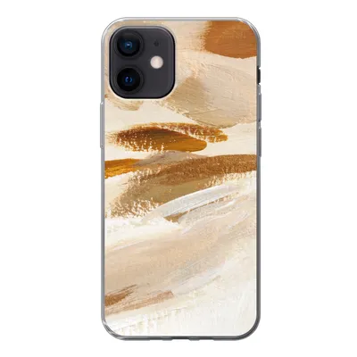 Produktbild von MuchoWow® Handyhülle Schutzhülle Hülle für iPhone 12 Farbe - Beige - Weiß Silikon Softcase Handy Hülle - Schutzhülle