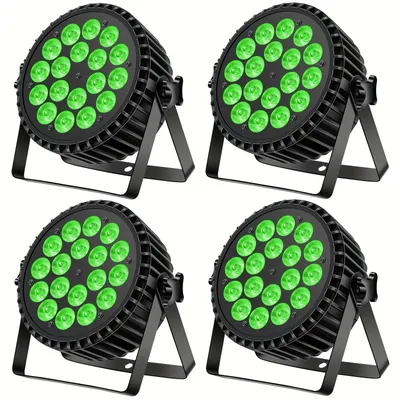 Image de 4 projecteurs LED PAR RGBW de 270W - Éclairage de scène - Éclairage pour DJ - Éclairage pour discothèque