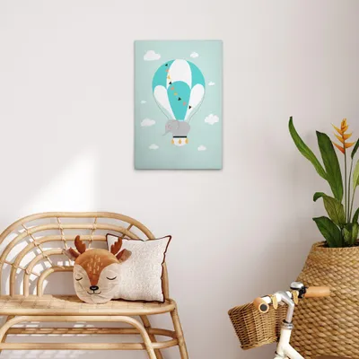 Produktbild von TADESSI Leinwandbild Heißluftballon Kinderzimmer Elefant - Wandbild 40 x 60 cm - Kunstdruck auf Leinwand in Grün Weiß - M1-No.51439