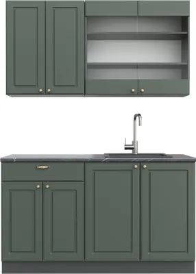 Produktbild von Vicco Singleküche Fame-Line, 140 cm ohne Arbeitsplatte, Grün-Gold Landhaus/Anthrazit