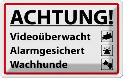Produktbild von vianmo Blechschild 20x30 cm Achtung Videoüberwacht Alarm Warnschild Hinweisschild Sicherheit Vorsicht