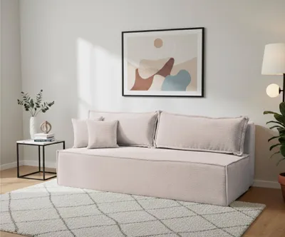 Produktbild von VENASI TIMO Schlafsofa Cord POSO mit Schlaffunktion 200x150 cm & Bettkasten Polstersofa BEIGE