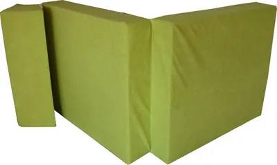 A folded mattress on a white background.