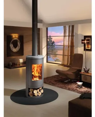 Produktbild von PANADERO Sydney Ecodesign Holzofen 7,4 kW – Stahl, Naturstein-Verkleidung, Ø150 mm, 50 cm Scheitholz, Clean-Glass-System