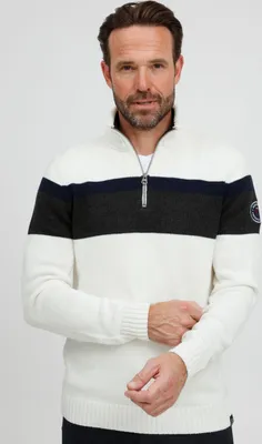 Produktbild von FQ1924 FQEdvin Herren Strickpullover Troyer Grobstrick Pullover mit Stehkragen