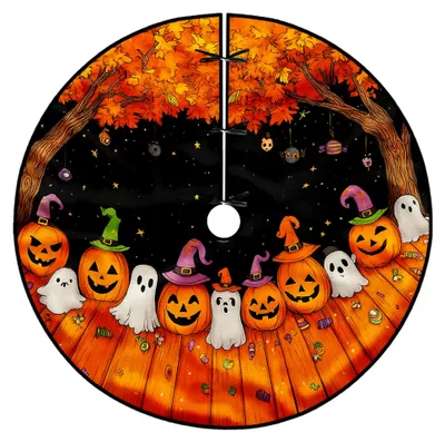 Produktbild von Kürbisbaumrock für Halloween, orangefarbener Samt, 91,4 cm