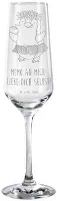 Produktbild von Mr. & Mrs. Panda Glas Pinguin Kokosnuss - Transparent - Geschenk, Trinkglas, Sektflöte, Urlaub, Hawaii, Sektglas, Kelchglas, Champagnerglas