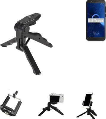 Produktbild von K-S-Trade Stativ Tisch-Ständer Dreibein Handy-Stativ Ständer kompatibel mit Alcatel 1C Mini-Stativ Smartphone Tripod Handy-Stativ aus Plastik