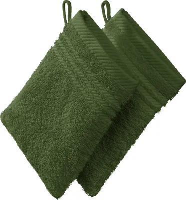 Produktbild von REDBEST Waschhandschuh 2er-Pack dunkelgrün 15x21 cm