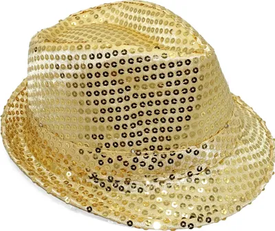 Produktbild von Goldener Pailletten Hut (mit LED Blinklicht)