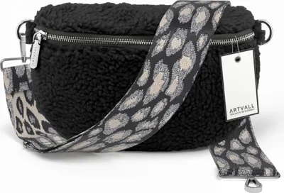 Produktbild von ARTVALL - Umhängetasche Teddy, Klein mit verstellbarem Schultergurt, abnehmbares Taschenband, Crossbody Bag in Schwarz