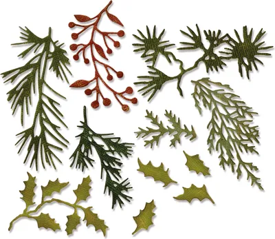 Produktbild von Sizzix Thinlits Stanzschablone "Holiday Greens by Tim Holtz"