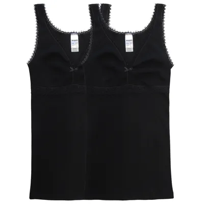 Damen BH-Hemd mit schöner Spitze schwarz 2er Pack