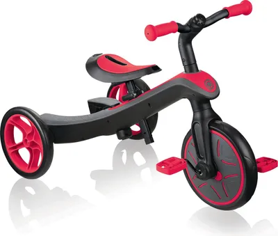 Produktbild von GLOBBER EXPLORER TRIKE 2in1 – Dreirad und Laufrad für Kinder, 10/8,5 Zoll, TPR-Sattel höhenverstellbar, rot