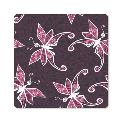 Produktbild von MuchoWow® Mauspad Mousepad Schmetterlinge - Muster - Rosa 30x30 cm - Mousepads - Maus Mat - Pad - Mausunterlage - Gaming