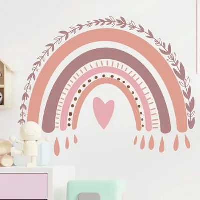 Produktbild von Wandtattoo Kinder Wandsticker(Wandaufkleber mit niedlichen rosa Herz, Regenbogen, Kinderdeko, Kindergarten), Wandtattoo für Babyzimmer