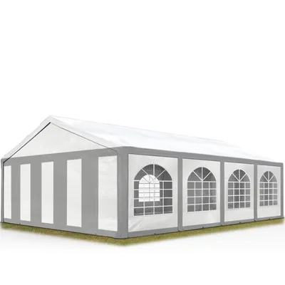 Produktbild von Hochwertiges Partyzelt 5x8 m Pavillon Zelt ca. PE Plane 450 N Gartenzelt Festzelt Bierzelt Wasserdicht grau-weiß