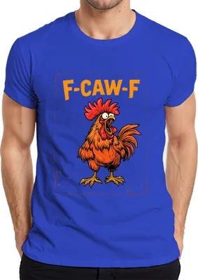 Zdjęcie produktu dla F-CAW-F Śmieszna koszulka męska z kogutem w stylu retro, niebieska, XXL